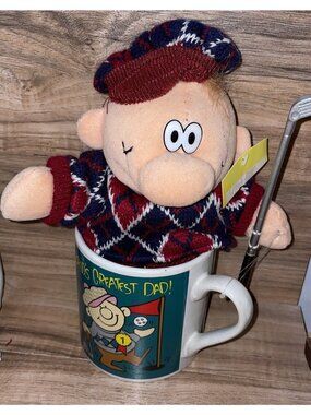 Mens Worlds Greatest Dad Mug Set Golf Pop Fathers Day Plush Golf Club NWT Sports
